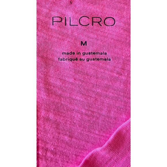 Pilcro Crop V Neck Short Sleeve Pop of Color T Shirt, 100% Cotton Womens Sz M - Picture 4 of 8